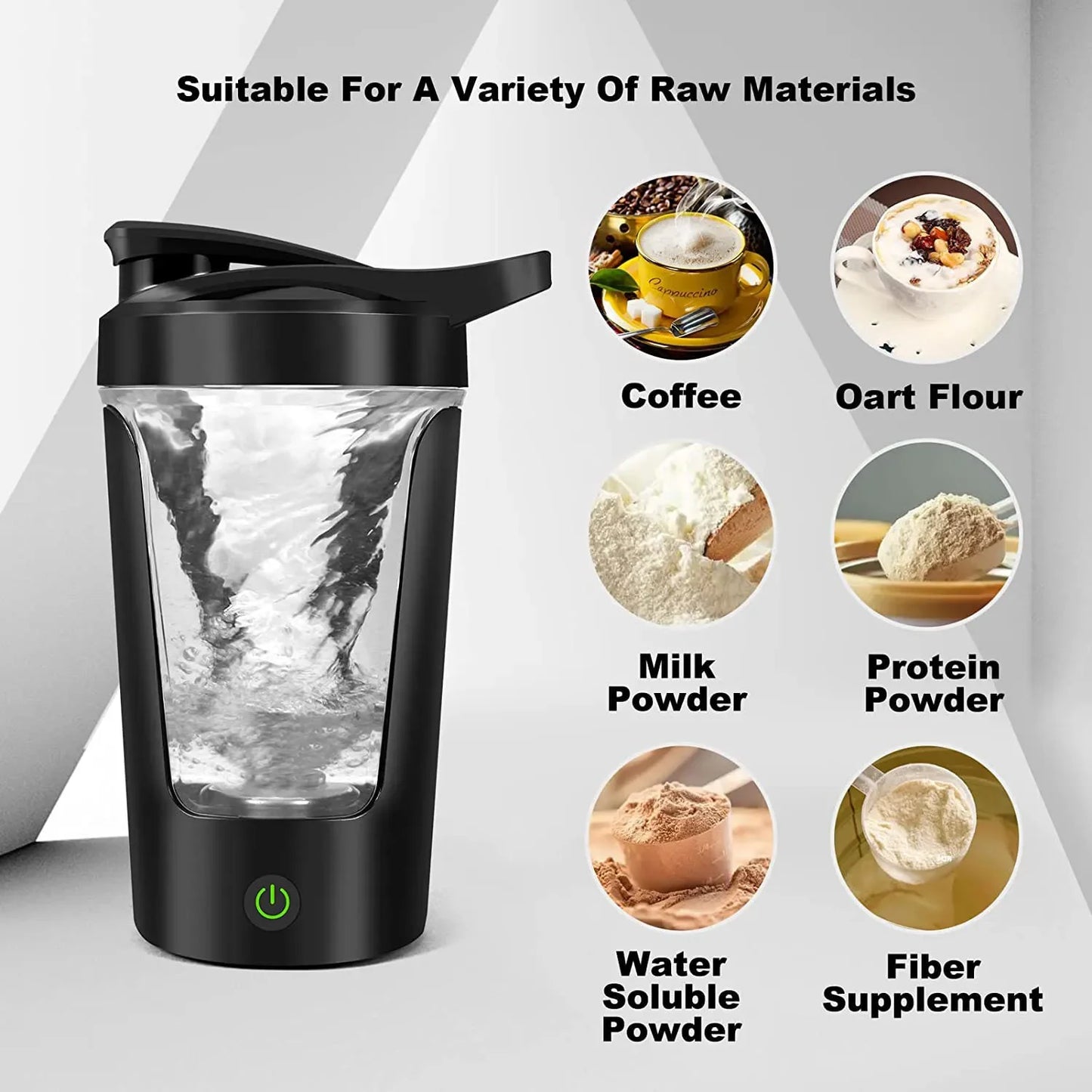 Gearlink™ Electric Shaker Bottle – 450ml Portable Protein & Drink Mixer (Battery Operated)