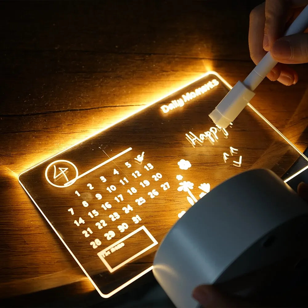 Gearlink™ LED Message Board Night Light – USB Rewritable Lamp with Warm Glow & Free Pen
