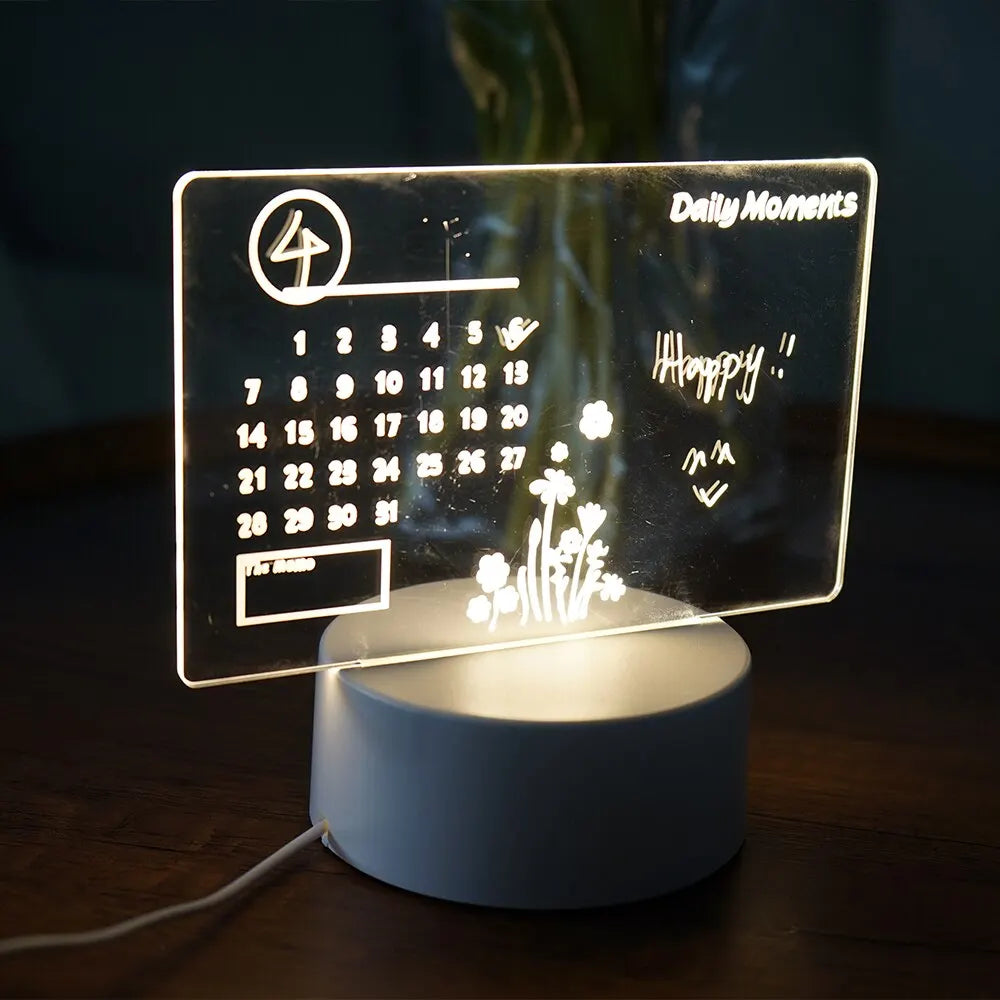 Gearlink™ LED Message Board Night Light – USB Rewritable Lamp with Warm Glow & Free Pen