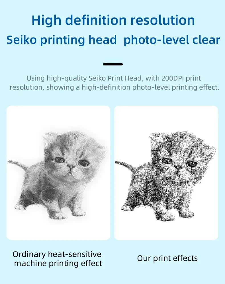 Gearlink™ Mini Cat Thermal Printer – Pocket Photo & Label Printer (Bluetooth, 58mm)