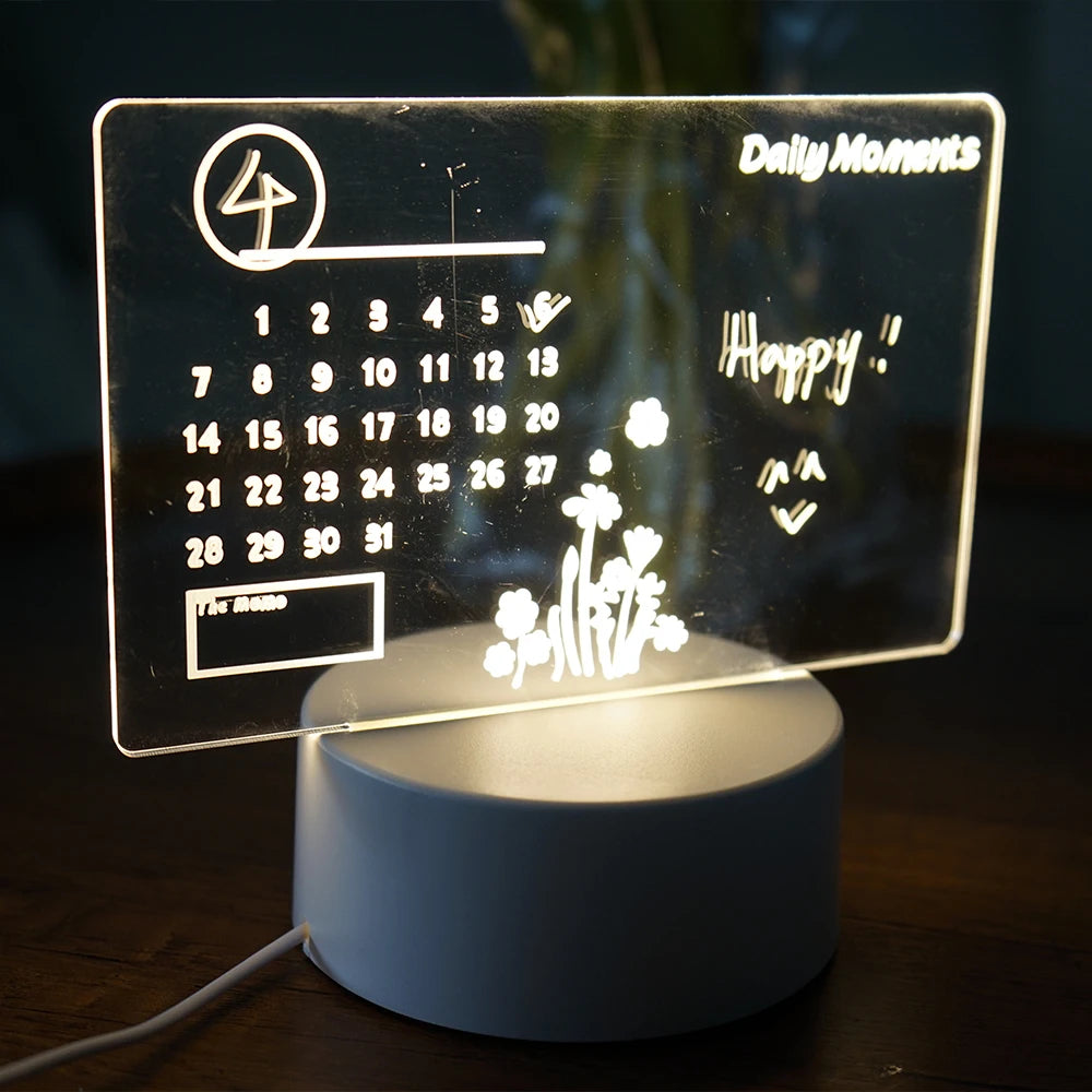 Gearlink™ LED Message Board Night Light – USB Rewritable Lamp with Warm Glow & Free Pen