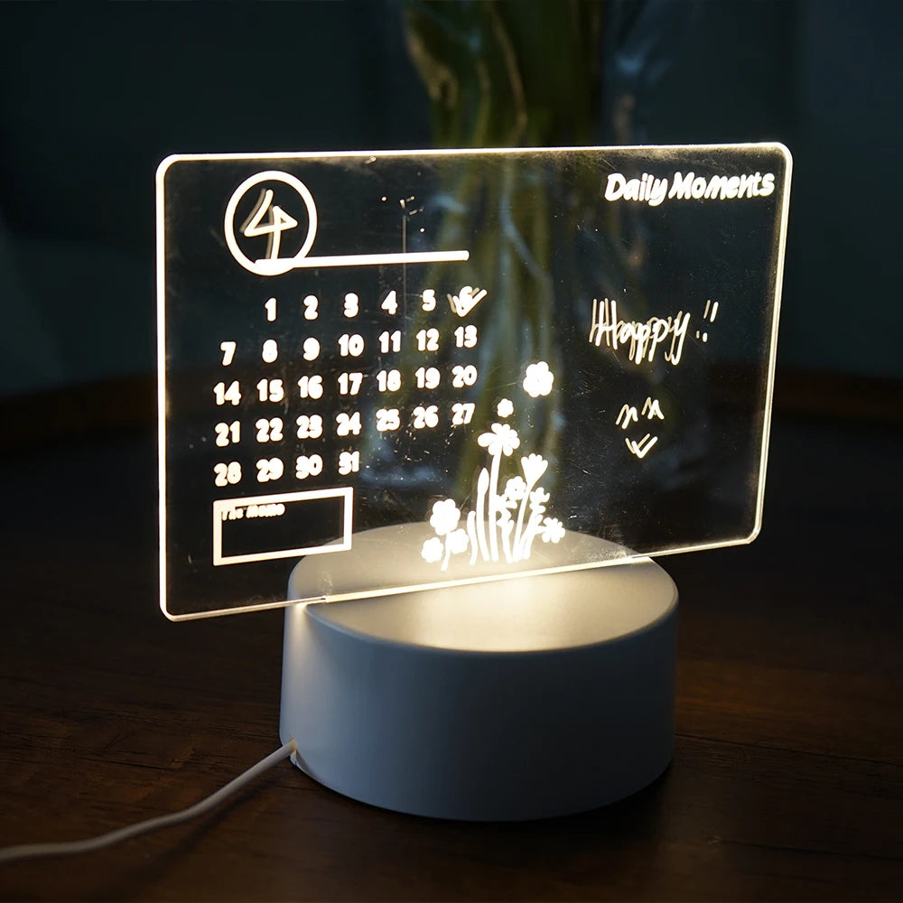 Gearlink™ LED Message Board Night Light – USB Rewritable Lamp with Warm Glow & Free Pen