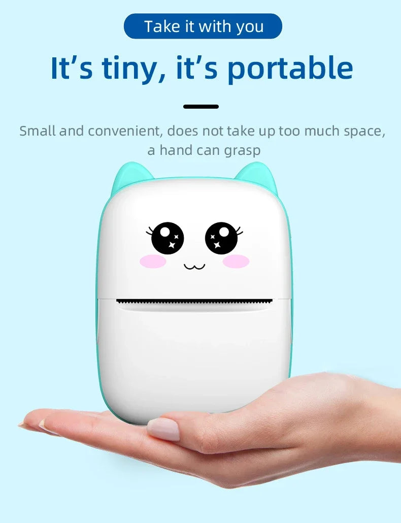 Gearlink™ Mini Cat Thermal Printer – Pocket Photo & Label Printer (Bluetooth, 58mm)