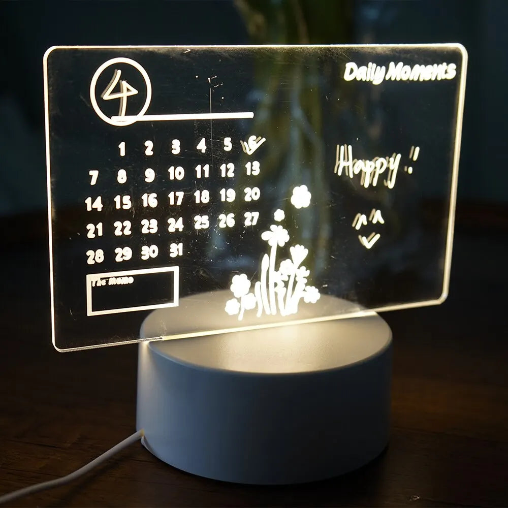 Gearlink™ LED Message Board Night Light – USB Rewritable Lamp with Warm Glow & Free Pen