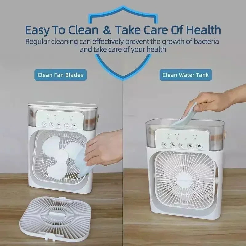 Gearlink™ 3-in-1 Mini Air Cooler – Portable Fan, Humidifier & Night Light