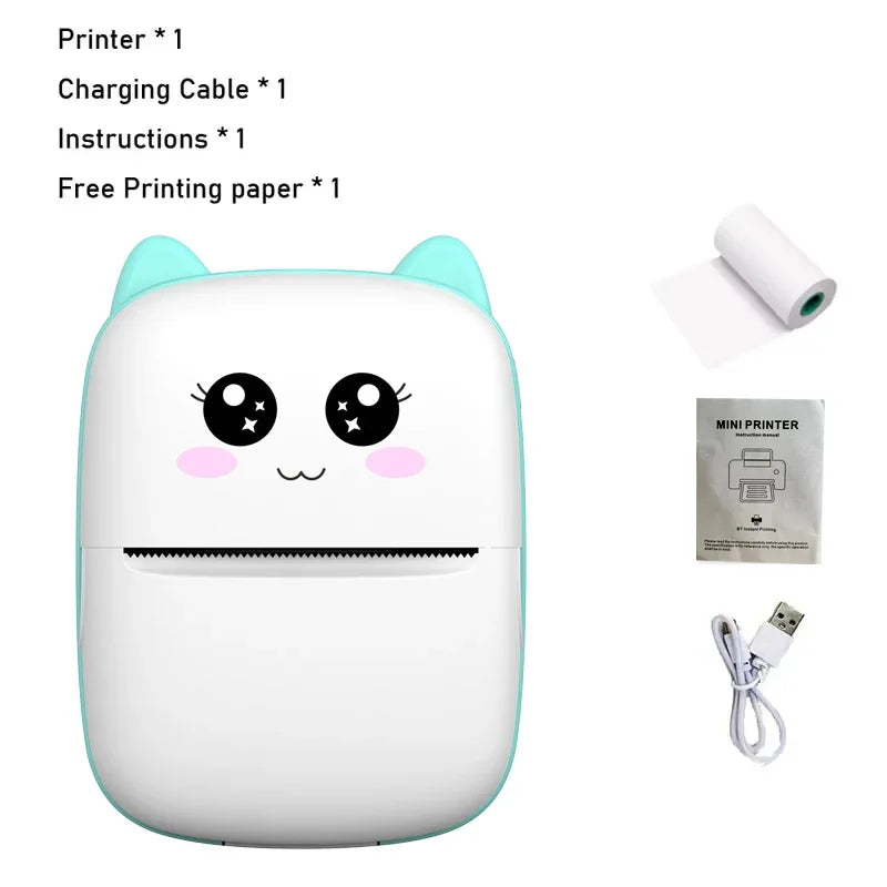 Gearlink™ Mini Cat Thermal Printer – Pocket Photo & Label Printer (Bluetooth, 58mm)