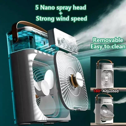 Gearlink™ 3-in-1 Mini Air Cooler – Portable Fan, Humidifier & Night Light
