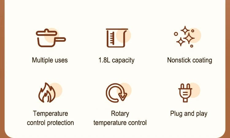 Gearlink™ Compact Multi-Cooker – Non-Stick Electric Pot for Rice, Soup & Stir Fry (110V/220V)