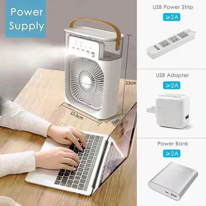Gearlink™ 3-in-1 Mini Air Cooler – Portable Fan, Humidifier & Night Light