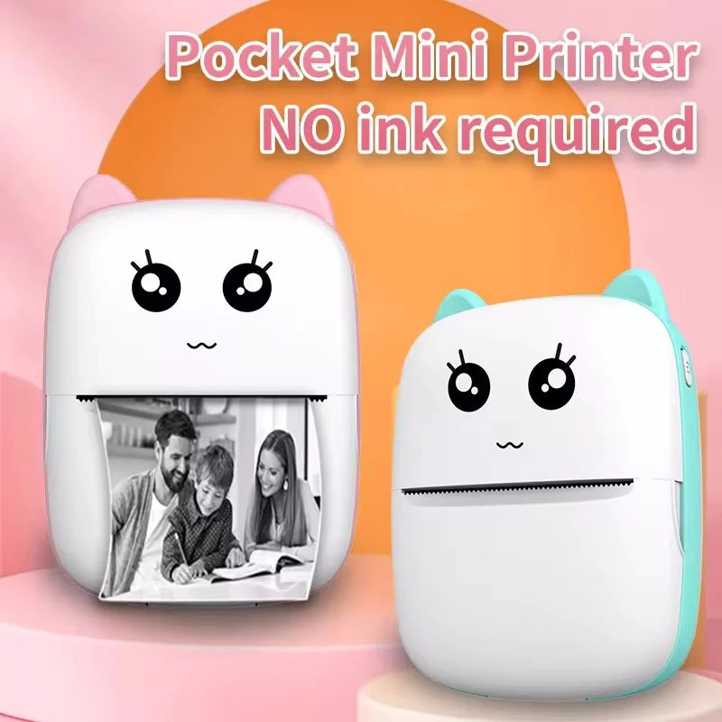 Gearlink™ Mini Cat Thermal Printer – Pocket Photo & Label Printer (Bluetooth, 58mm)