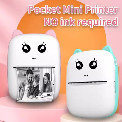 Gearlink™ Mini Cat Thermal Printer – Pocket Photo & Label Printer (Bluetooth, 58mm)