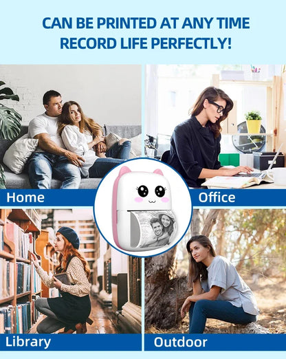 Gearlink™ Mini Cat Thermal Printer – Pocket Photo & Label Printer (Bluetooth, 58mm)